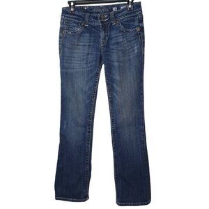 Miss Me Womens Bootcut Jeans Sz 28 Blue Denim Rhinestone Embellishments Grunge